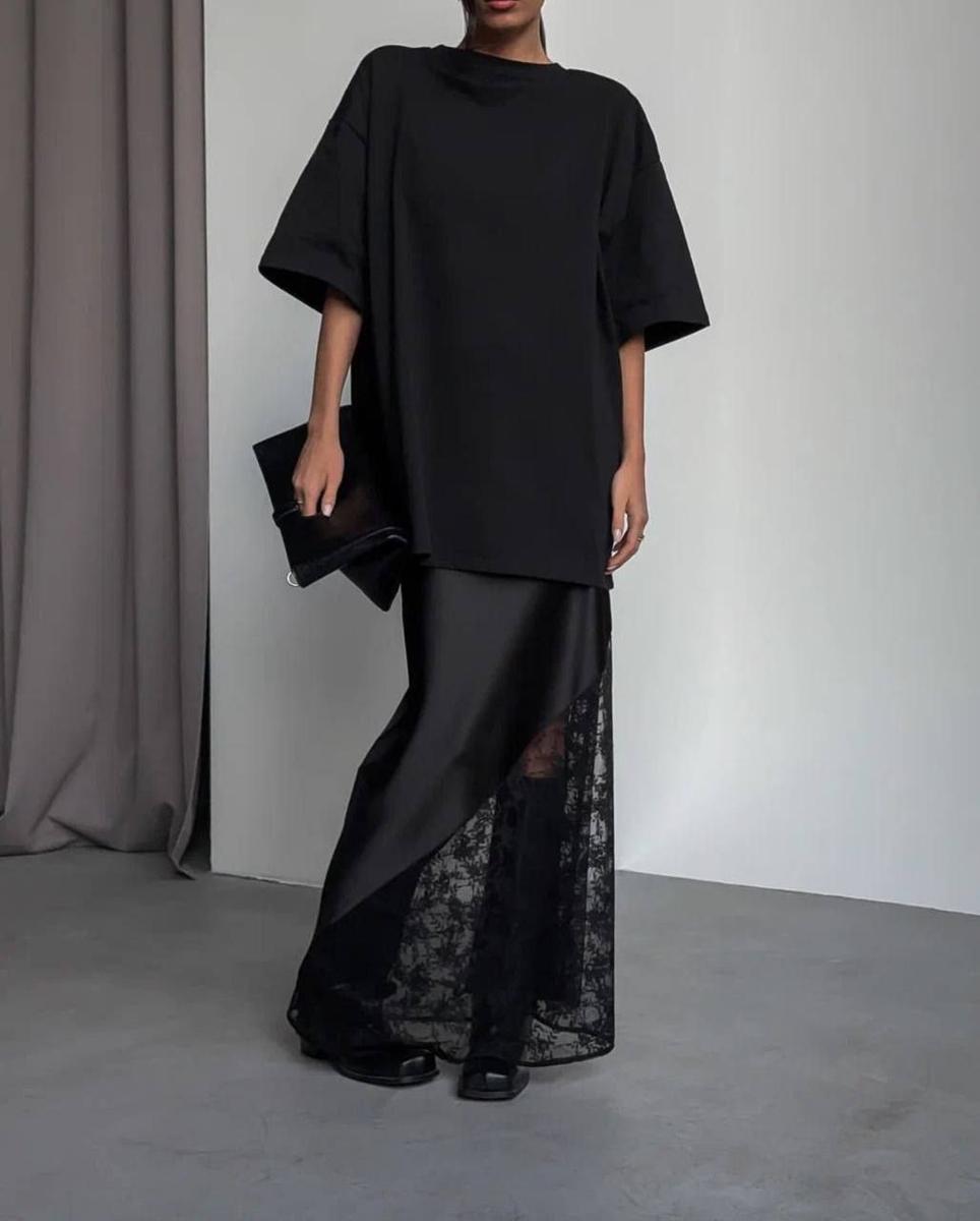 Skirt "Silk and lace" black