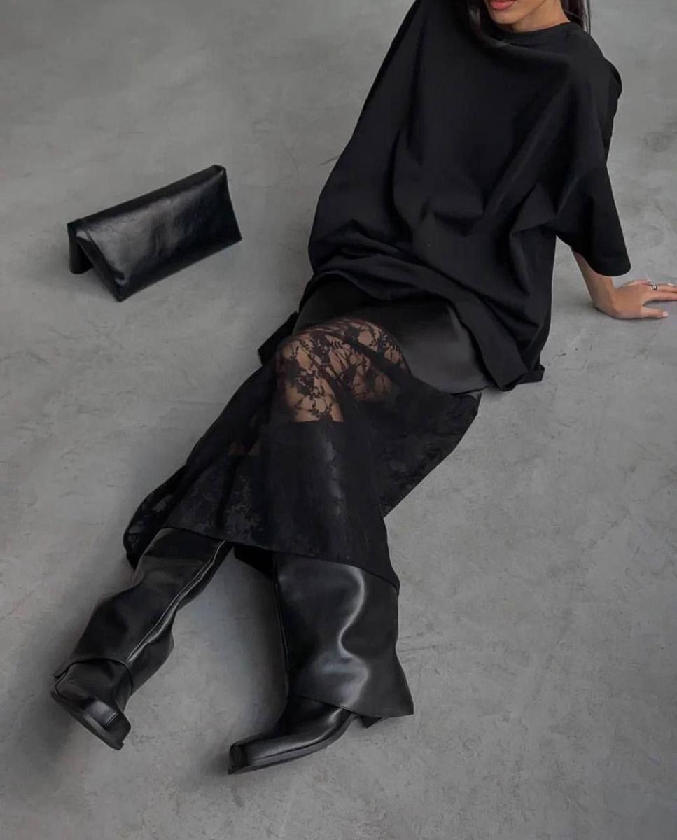 Skirt "Silk and lace" black