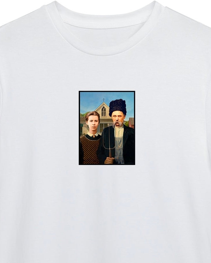 T-shirt «Ukrainian Gothic» white (to order)
