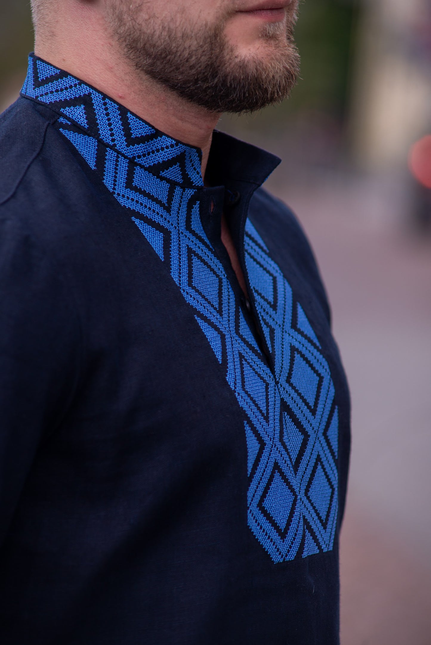 Vyshyvanka "AURELIUS" dark blue