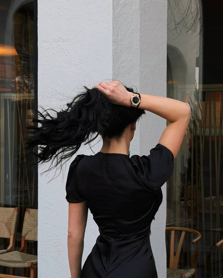 Dress "Odette" – dress black (silk), photo 5
