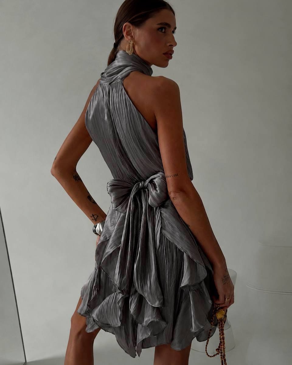 Dress "Neve" gray – dress silver, gold, photo 3