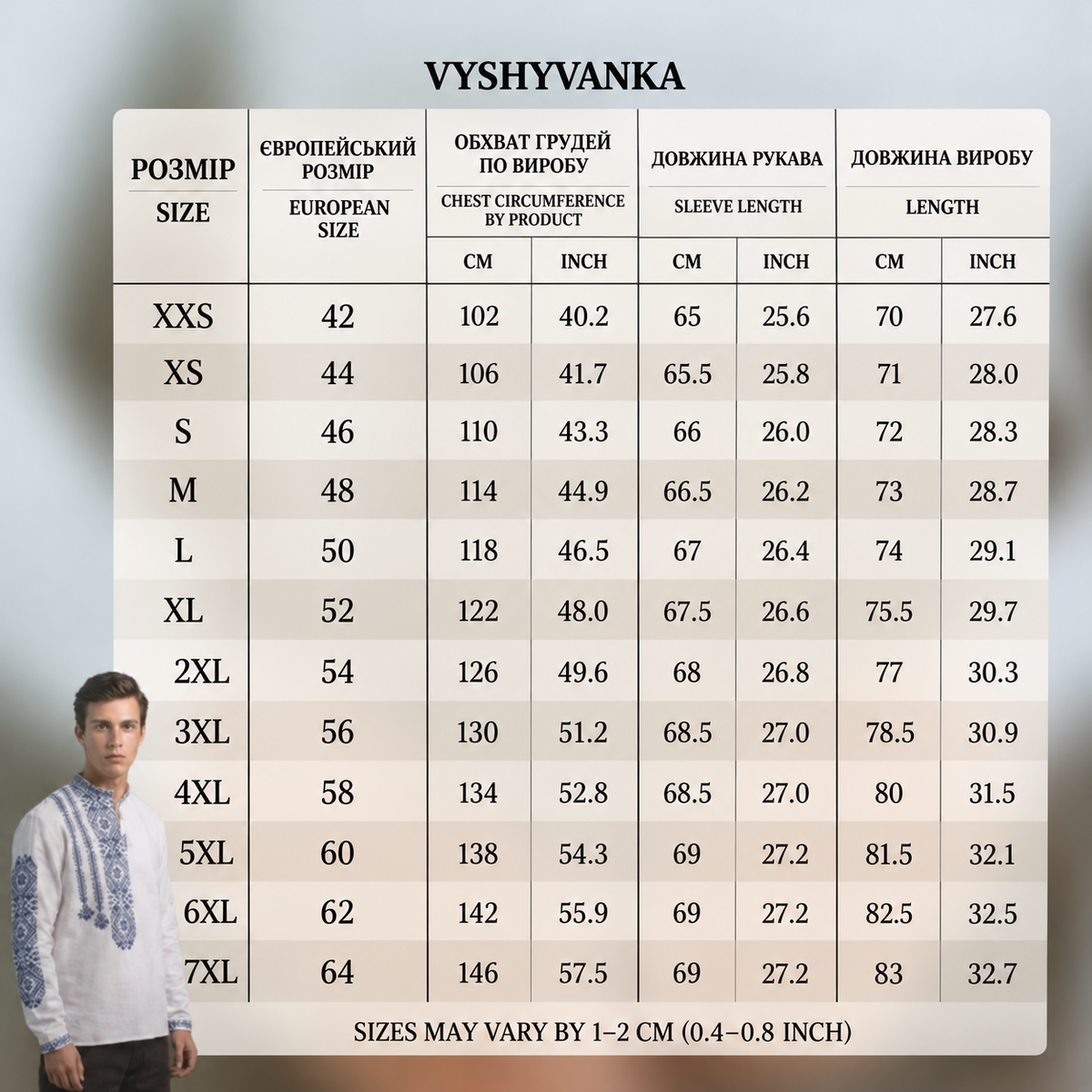 Вишиванка "Suchasna" біла з голубим