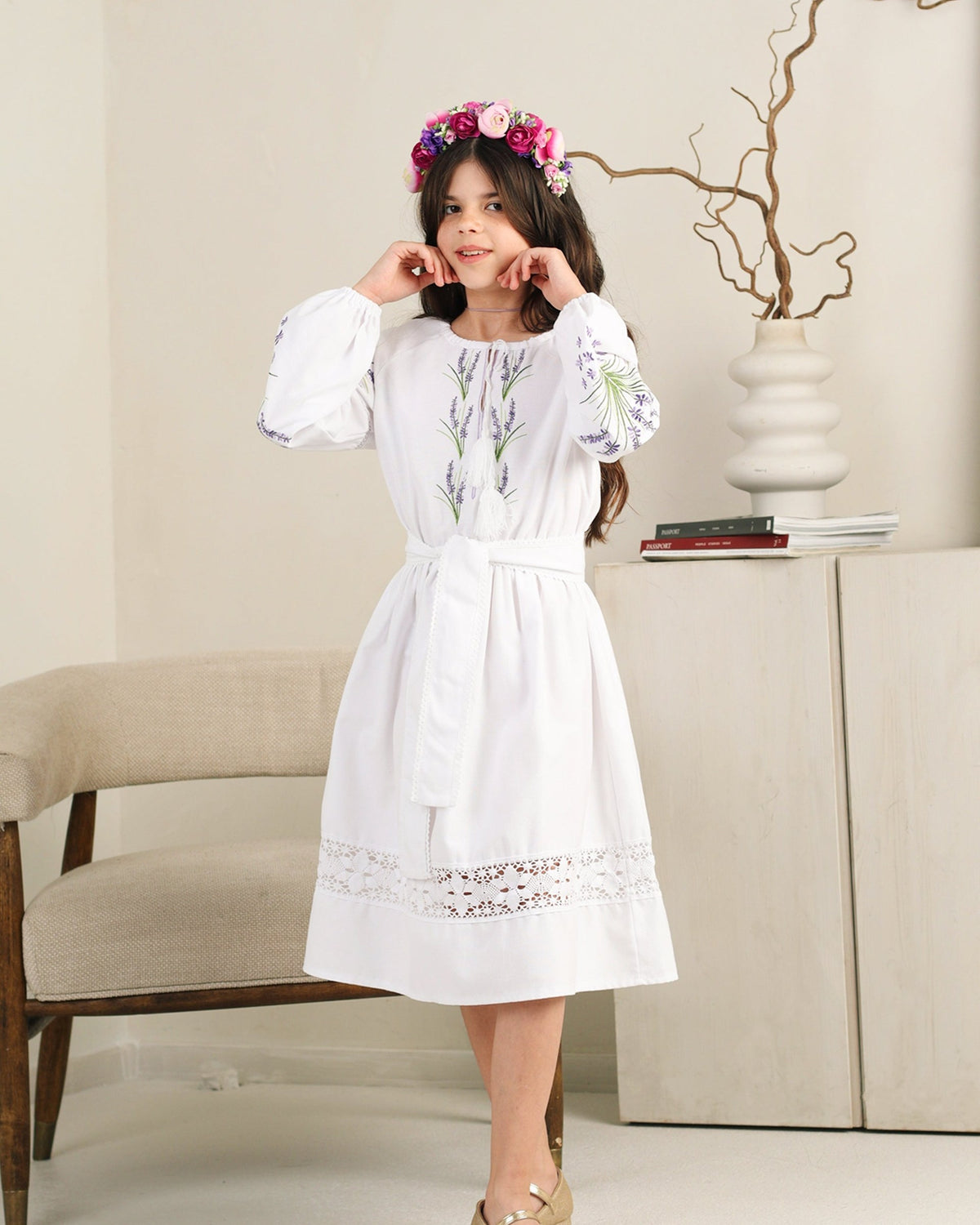 Vyshyvanka-dress "Lavanda" – dress white with floral embroidery (cotton), photo 5