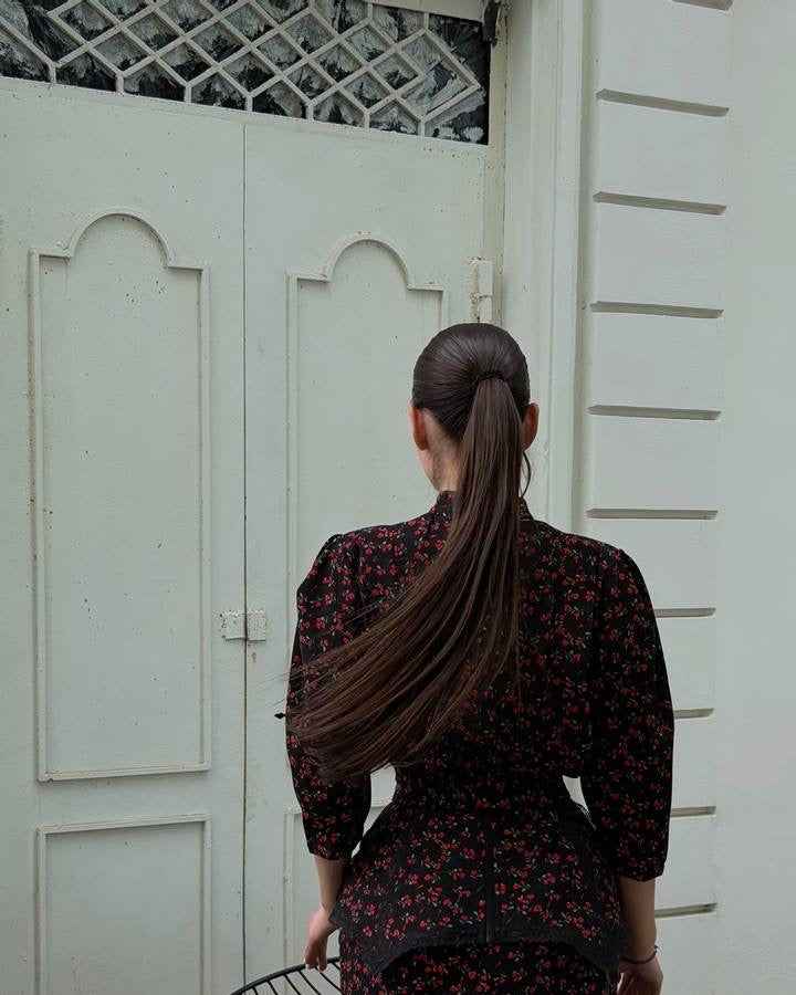 Dress "Floral" black – dress black, red with floral embroidery, photo 9