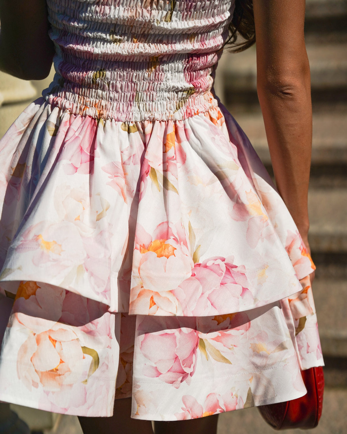 Dress "Blessy" – dress white, pink with floral embroidery, photo 5