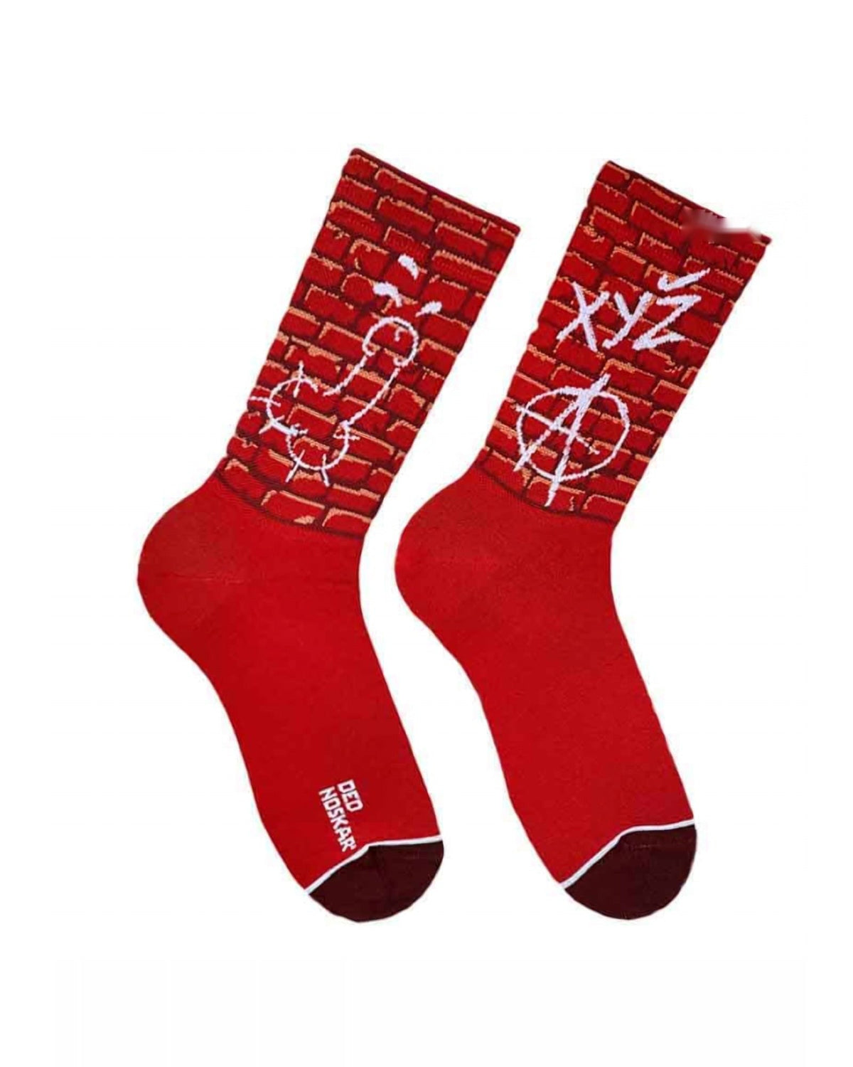 Street Art socks - pair of graffiti-style crew socks, front view