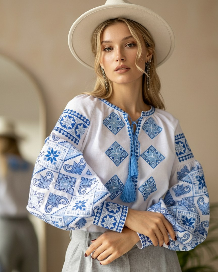 Vyshyvanka “Sviatkova” – blue, photo 4
