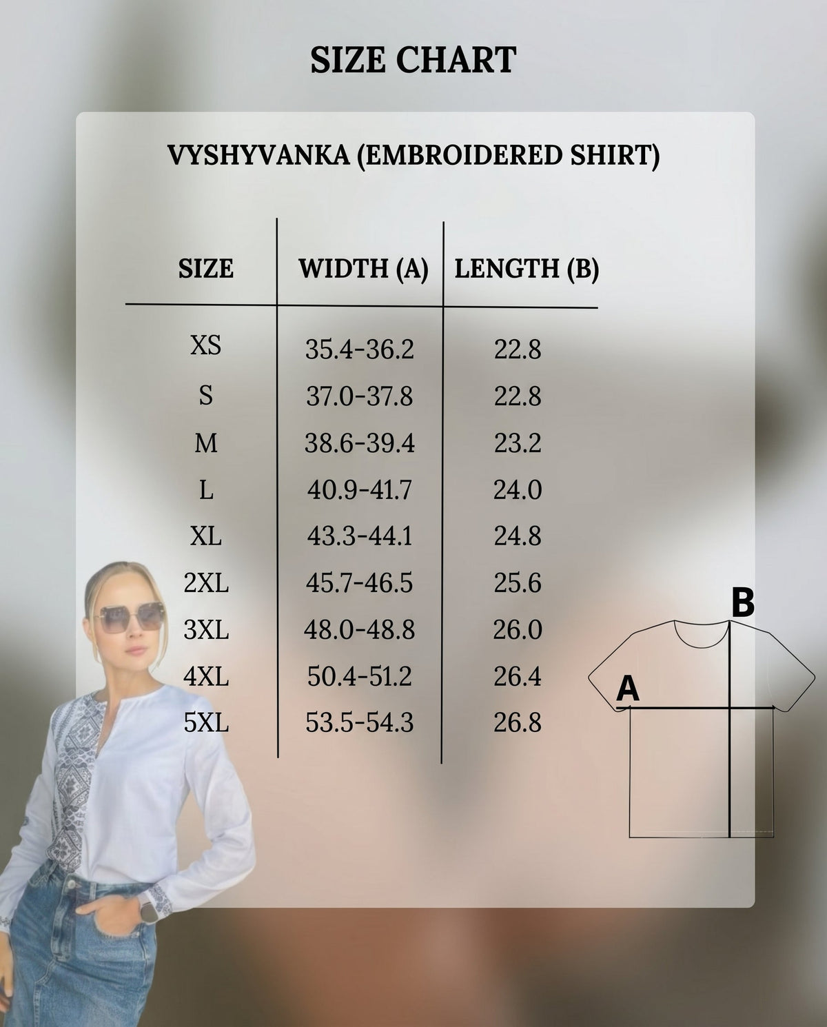 White cotton vyshyvanka blouse with dark blue geometric Ukrainian embroidery, photo 6