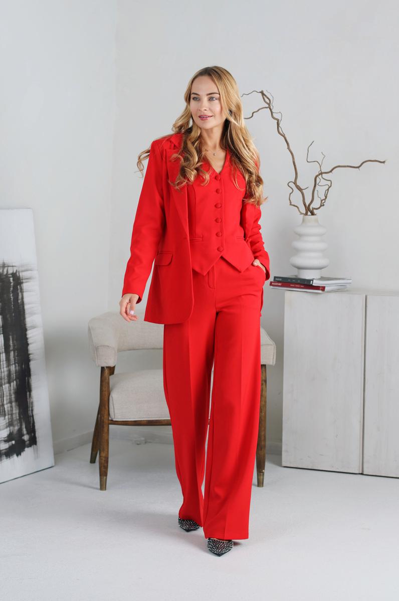 Designer suit three-piece "TRIO" red