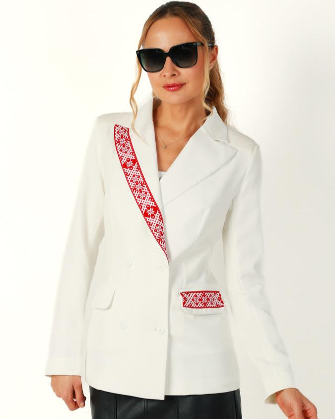 Designer Jacket "LT Red Embroidery" white