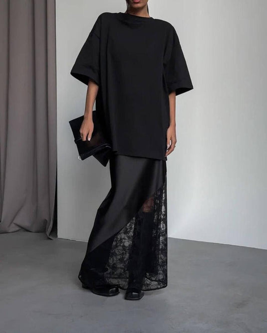 Skirt "Silk and lace" black