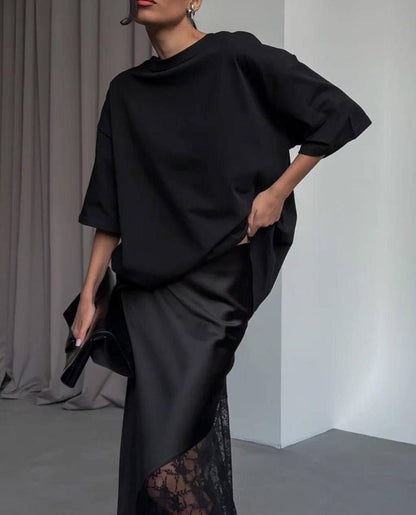 Skirt "Silk and lace" black