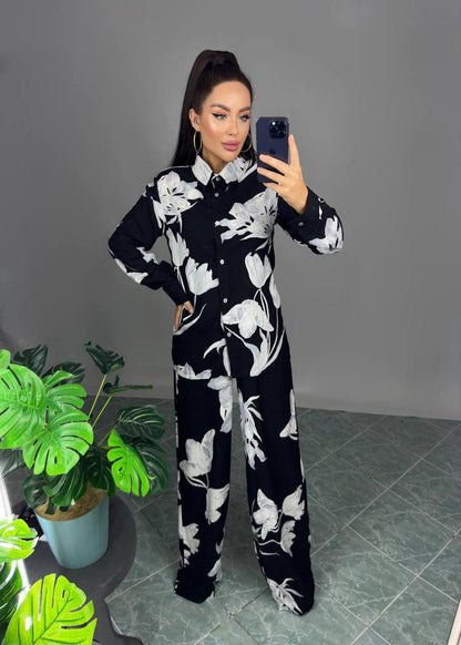 Suit "White flower" black