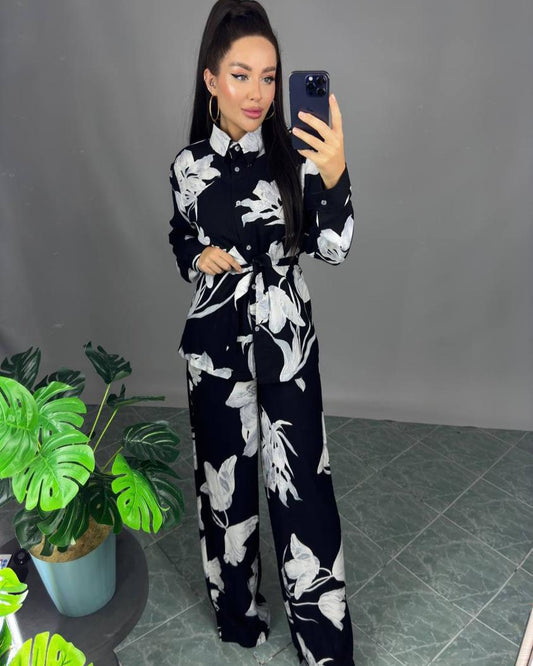 Suit "White flower" black