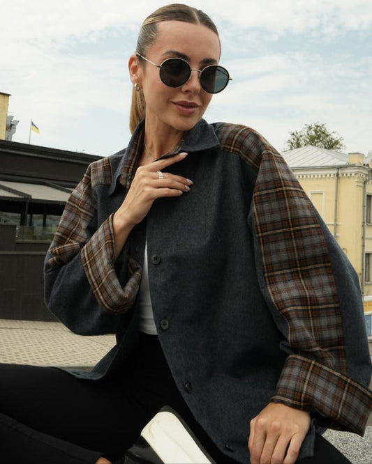 Shirt "Hanna 2" brown, gray