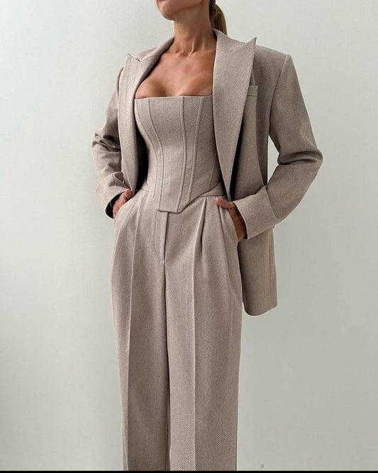 Suit trio "Cashmere" dark beige