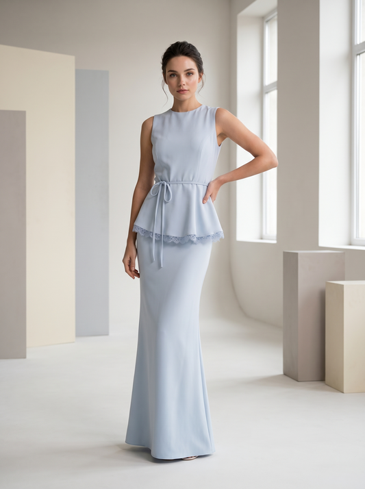 Suit "Light" blue - front view on model