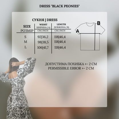 Dress "Black Peonies" white