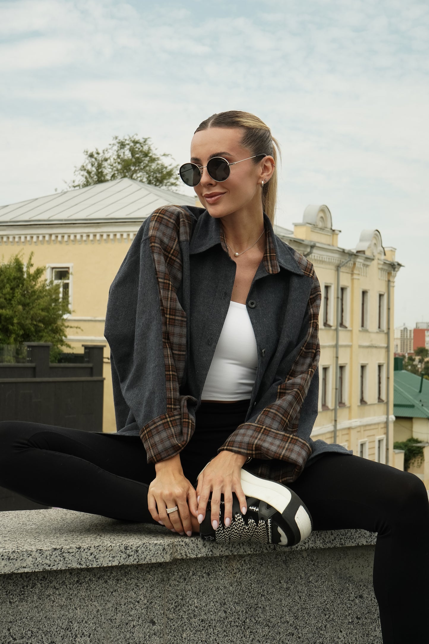 Shirt "Hanna 2" brown, gray