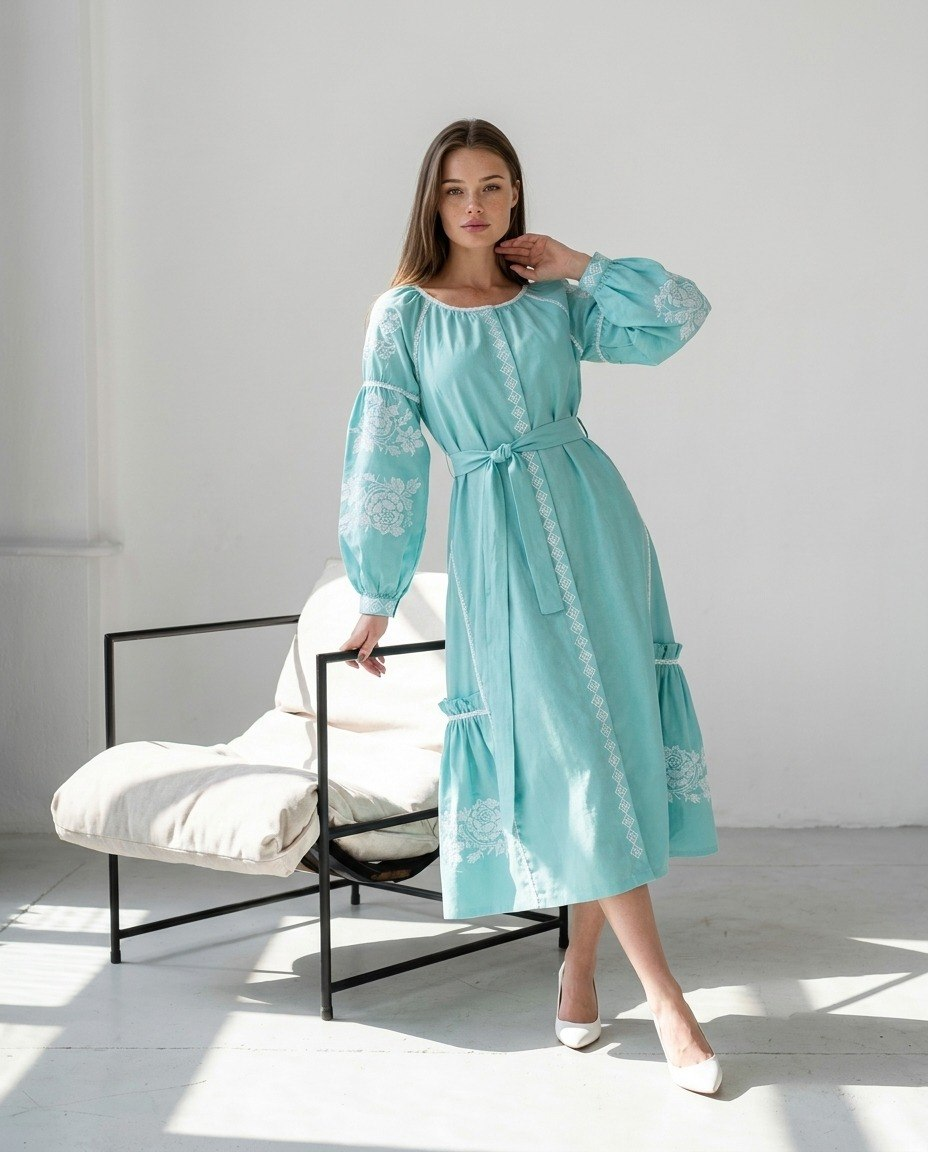 Vyshyvanka Dress "Mint'
