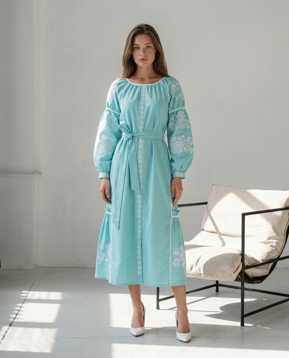 Vyshyvanka Dress "Mint'