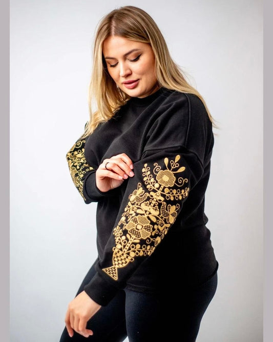 Sweatshirt "Golden tree" black