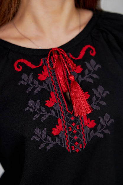 Vyshyvanka "Stozhary" black