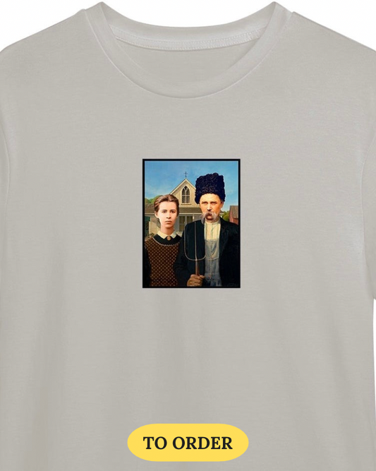 T-shirt «Ukrainian Gothic» gray (to order)