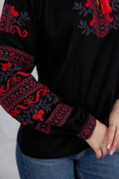 Vyshyvanka "Stozhary" black