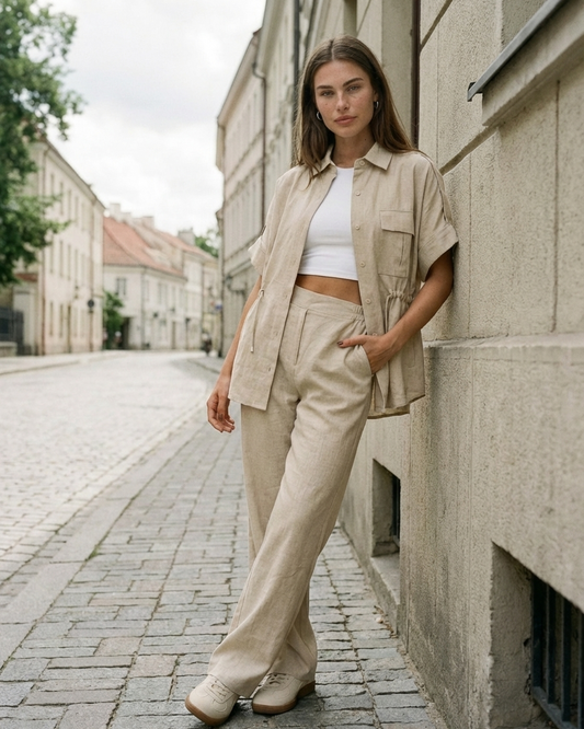 Kostiumas „Rich“ smėlio spalvos