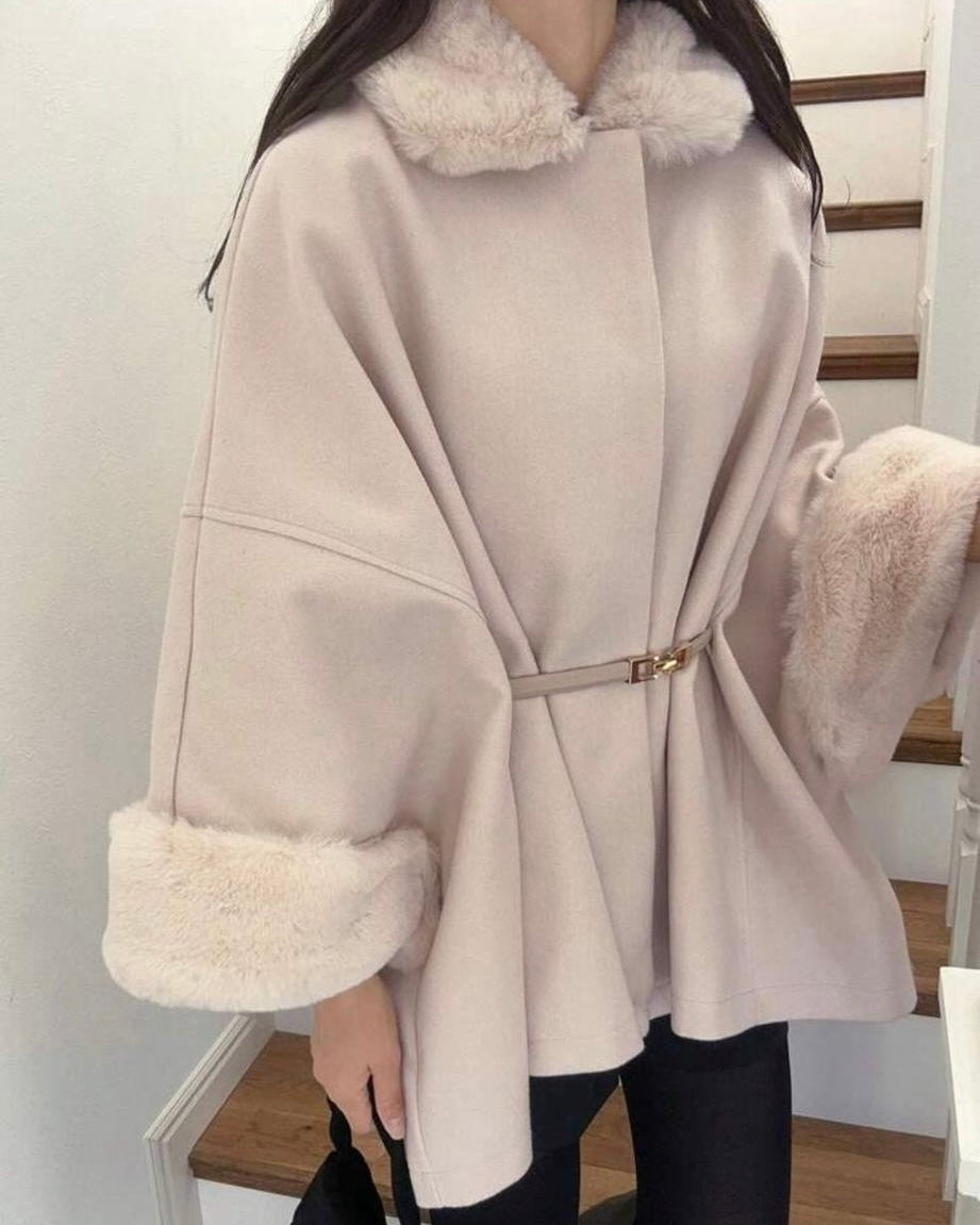Coat "Beige poncho" belt