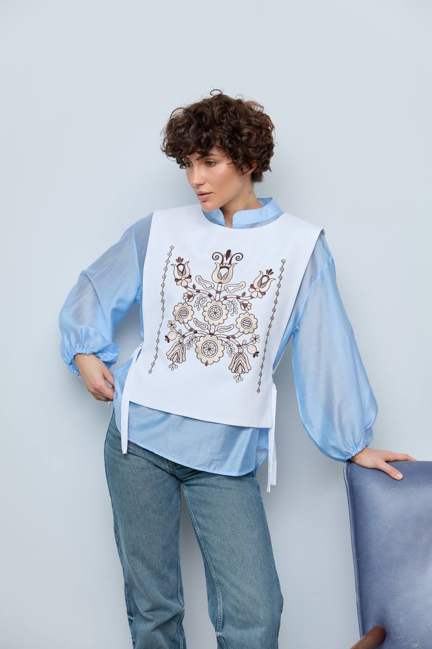 Vyshyvanka vest "Luisa" blue-grey