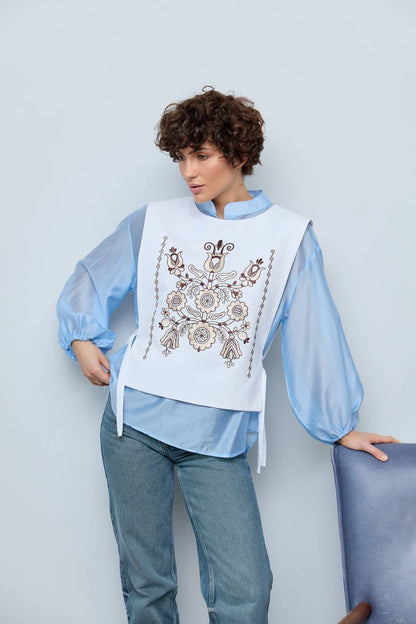 Vyshyvanka vest "Luisa" blue-grey