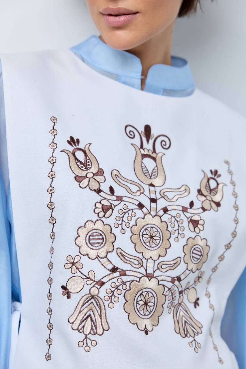 Vyshyvanka vest "Luisa" blue-grey