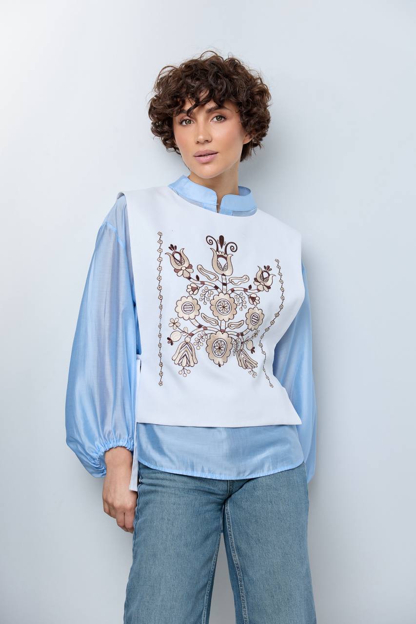 Vyshyvanka vest "Luisa" blue-grey