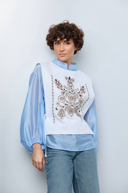 Vyshyvanka vest "Luisa" blue-grey