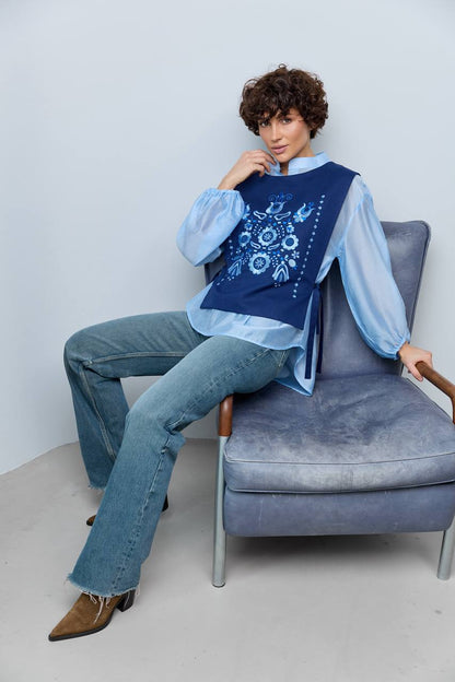 Vyshyvanka vest "Luisa" dark blue