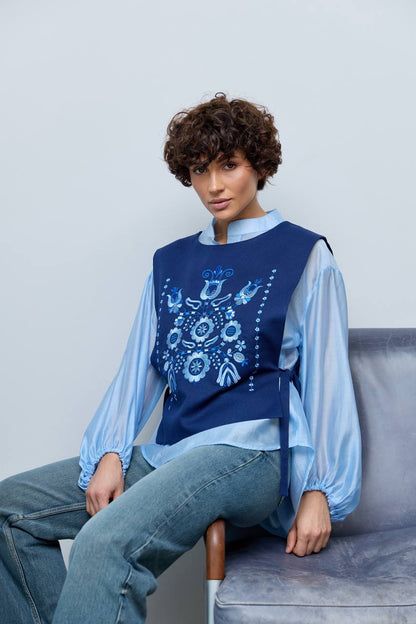 Vyshyvanka vest "Luisa" dark blue