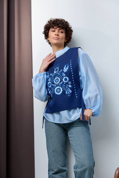 Vyshyvanka vest "Luisa" dark blue
