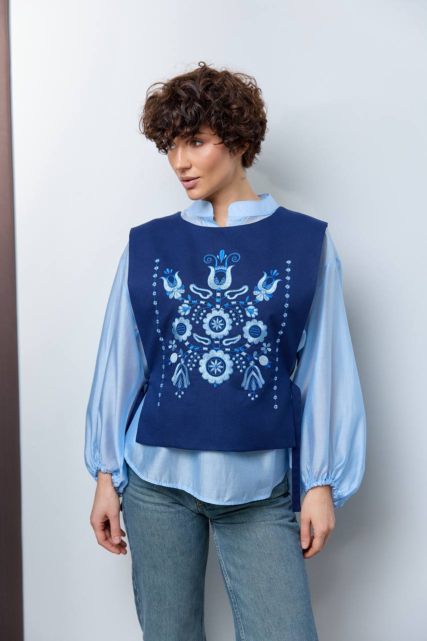 Vyshyvanka vest "Luisa" dark blue