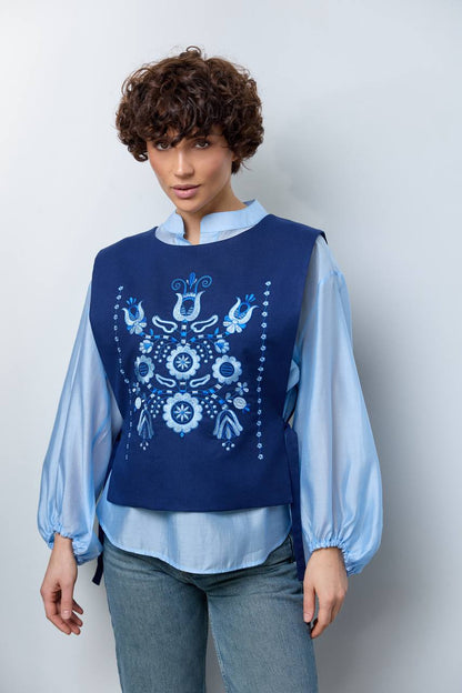 Vyshyvanka vest "Luisa" dark blue