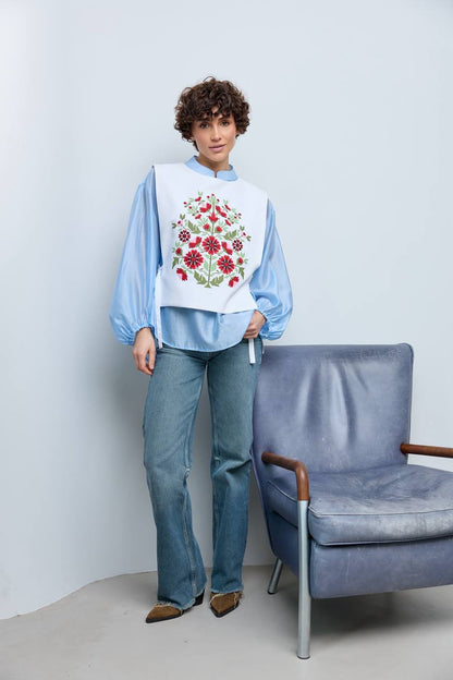 Vyshyvanka vest "Kvitkova" blue