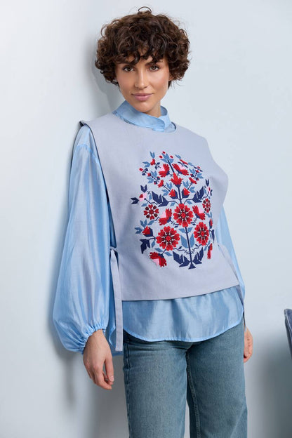 Vyshyvanka vest "Kvitkova" dark