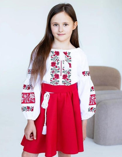 Vyshyvanka - dress "Margo" red – blouse black, white
