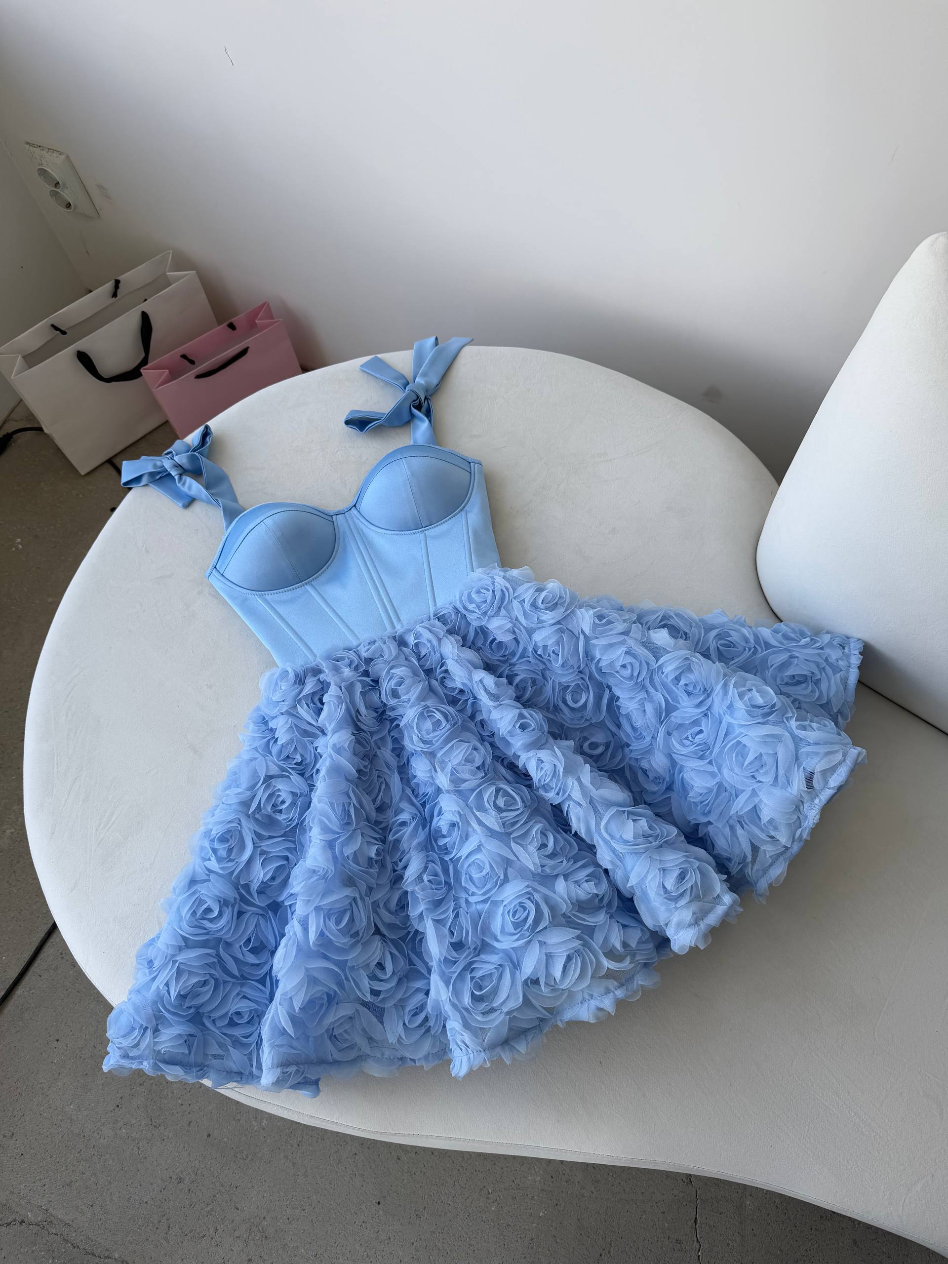 Dress "Rose" blue – suknelė šviesiai mėlyna su gėlių siuvinėjimu, nuotrauka 5
