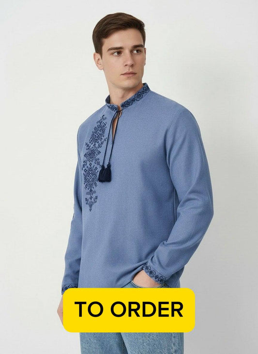 Vyšyvanka „Dmytro“ šviesiai mėlyna