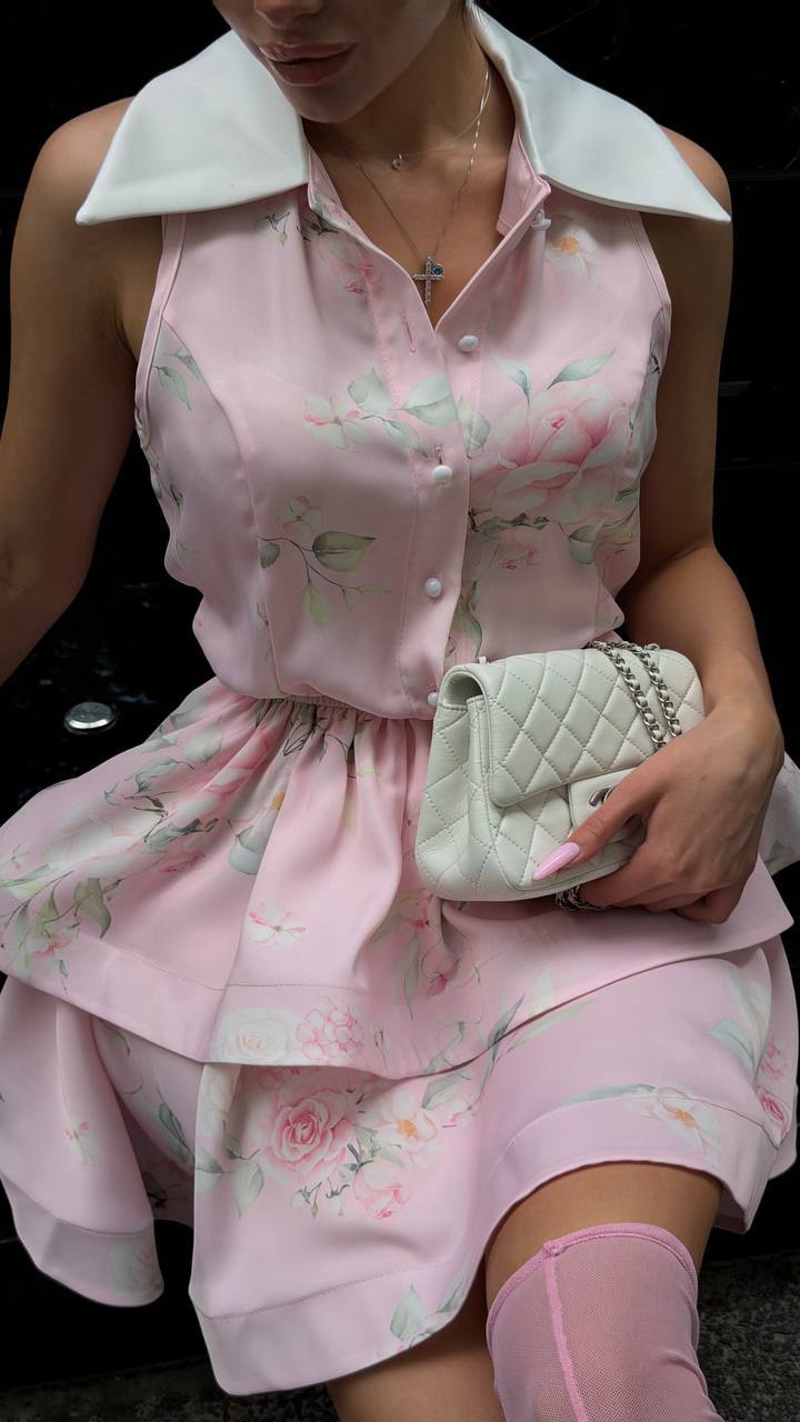 Dress "Vivienne" flowers pink