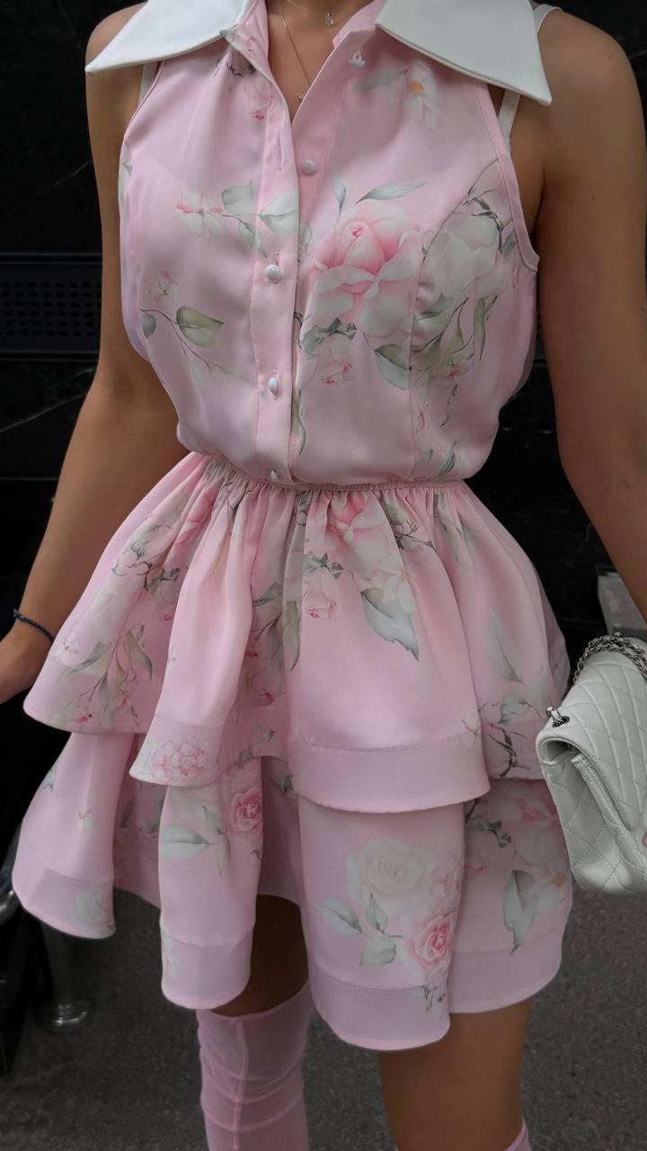 Dress "Vivienne" flowers pink