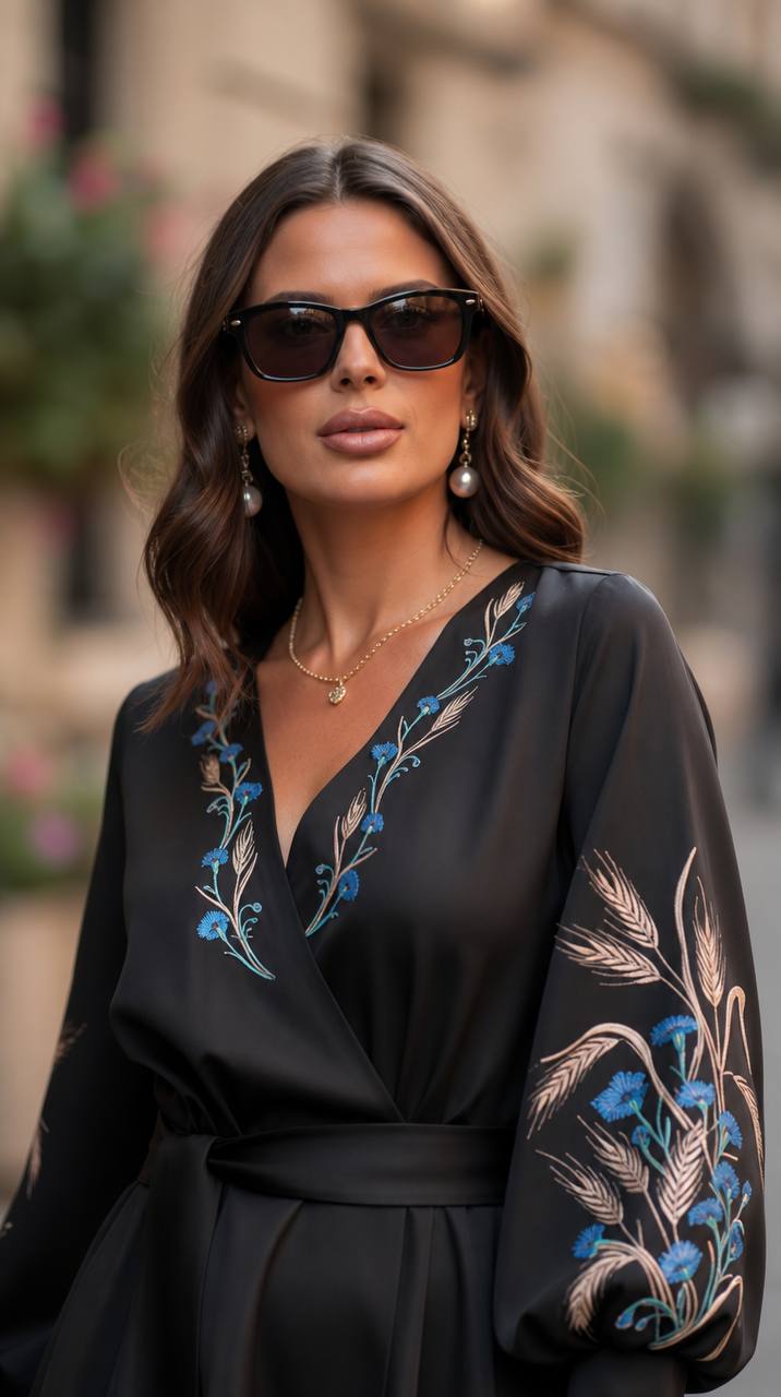 Vyshyvanka- dress "Kvitucha" black
